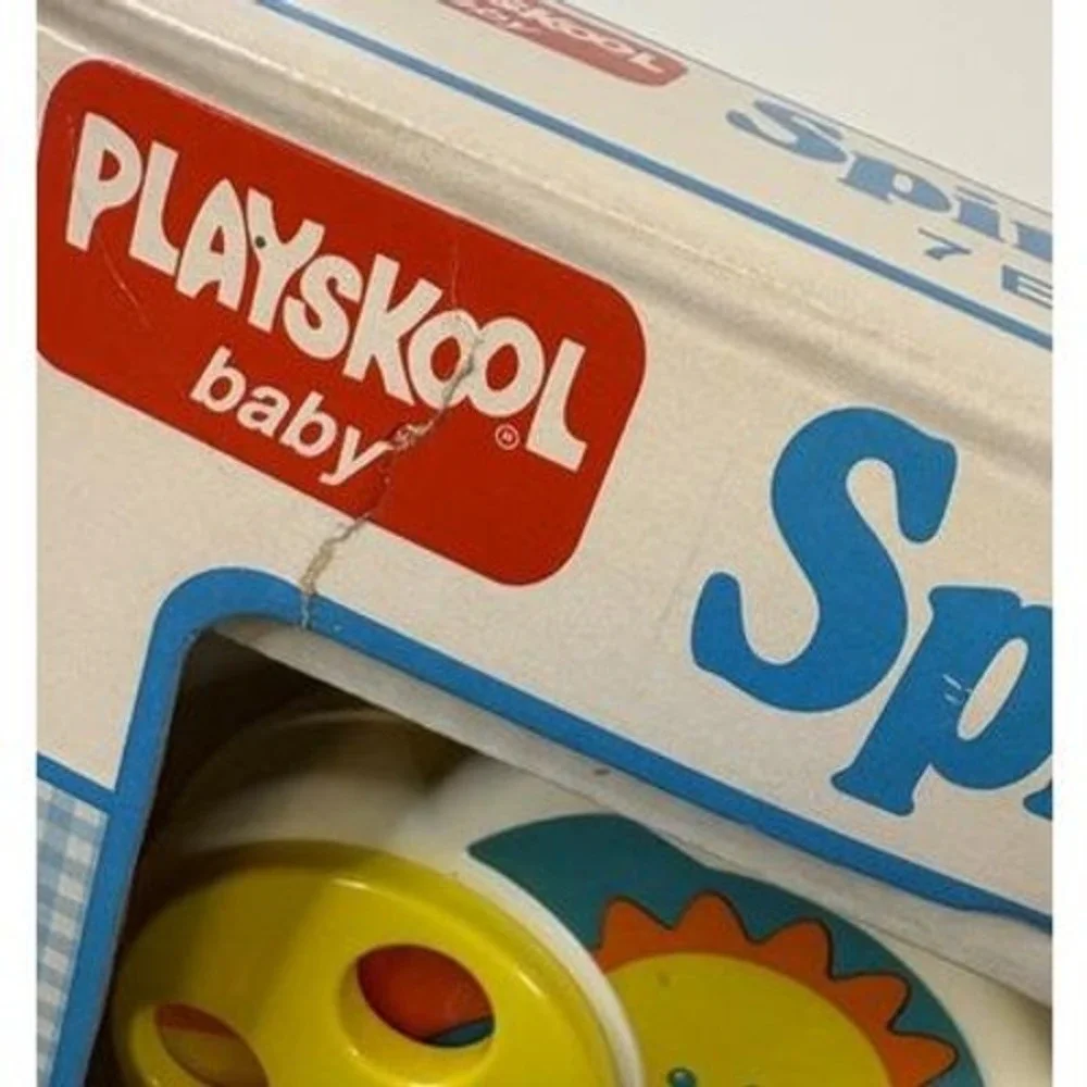 Vintage Playskool Baby Spin Around Busy Box  Activity Play Toy Connects To Crib